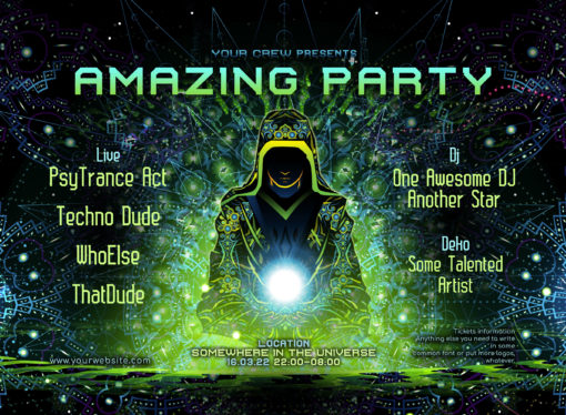 Enlightenment - Free Psychedelic Trance Party Promotion Flyer A5
