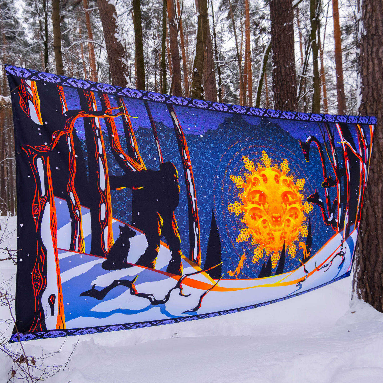 Winter Tale - Psychedelic UV-Reactive Trippy Tapestry