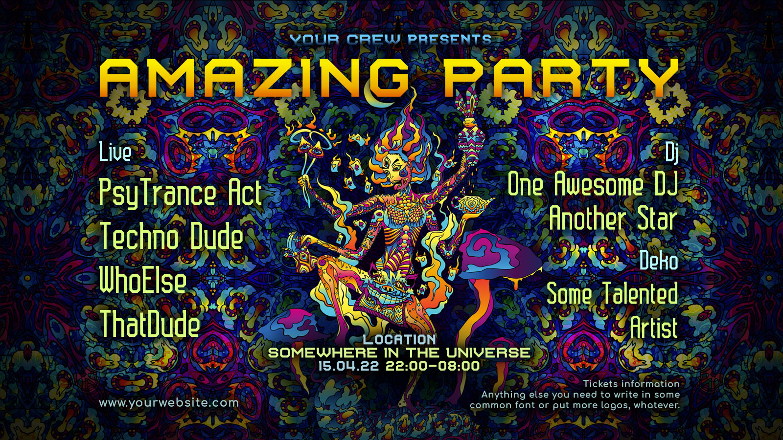 Kali in Acidland - Free Psychedelic Trance Party Facebook Promotion Cover