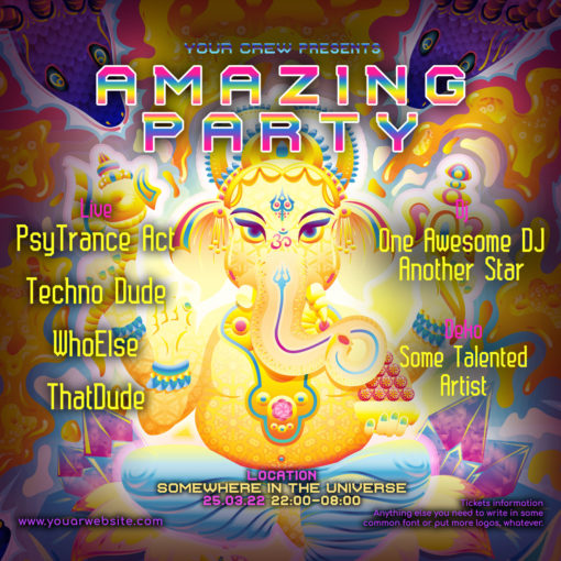 Lord Ganesha - Free Psychedelic Trance Party Instagram Promotion Post