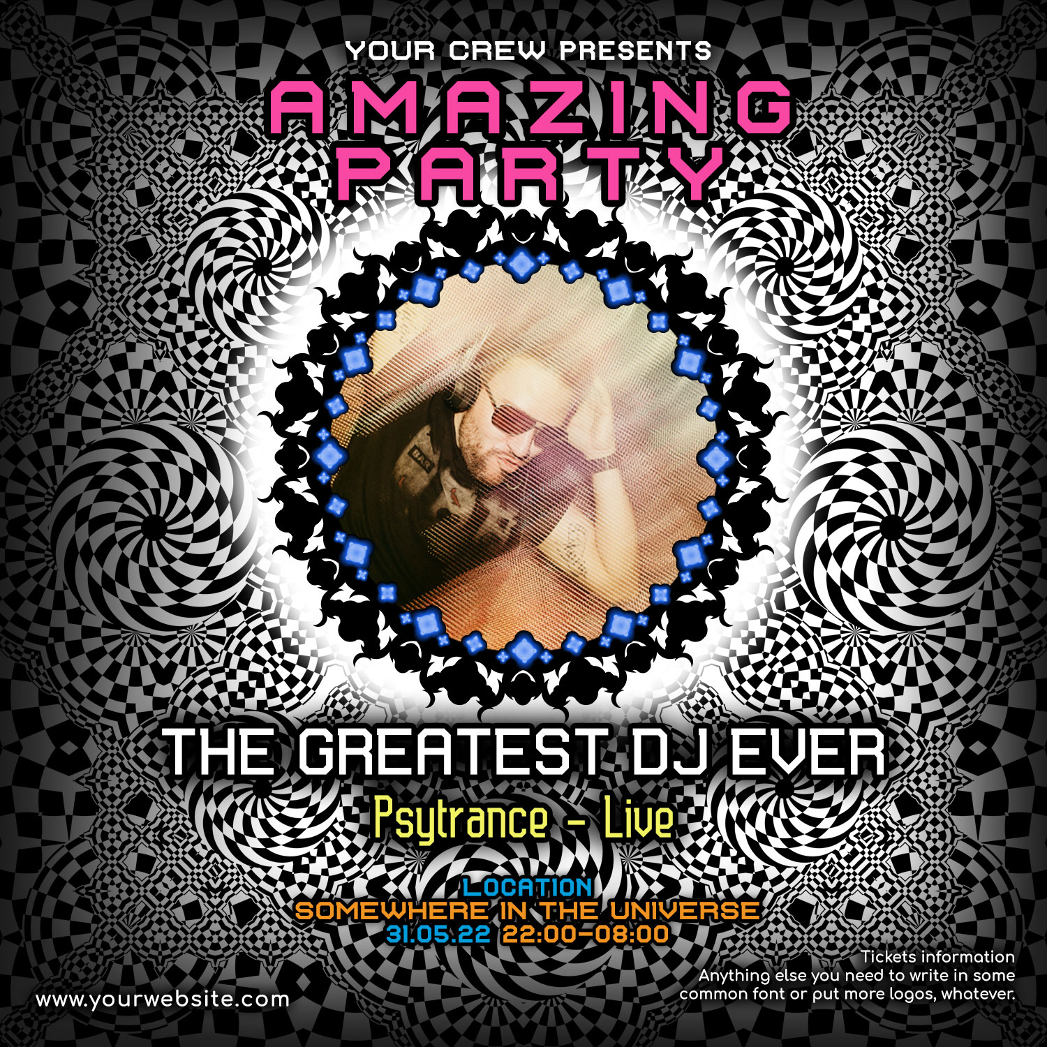 Melting Time - Free Psychedelic Trance Party Instagram Artist Promotion Photo Post