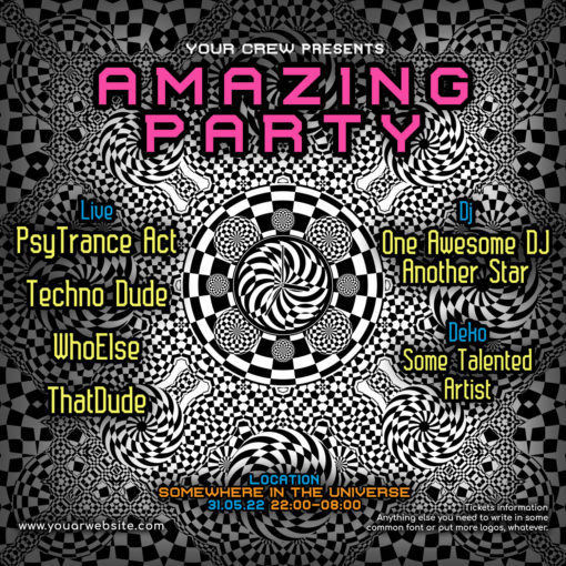 Melting Time - Free Psychedelic Trance Party Instagram Promotion Post