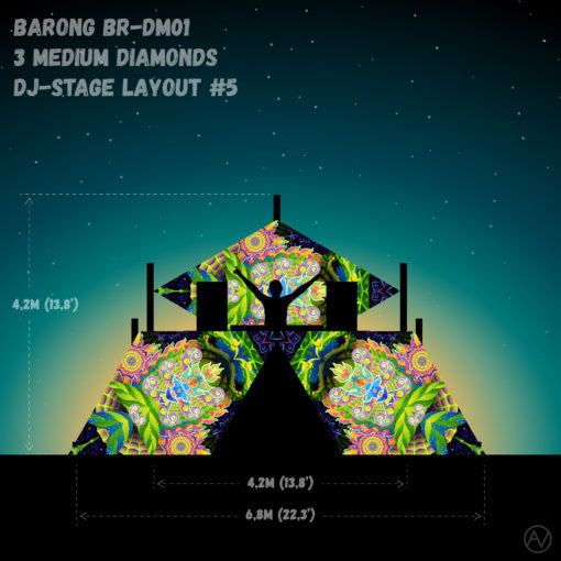 Barong - BR-DM01 - Psychedelic UV-Reactive DJ-Stage 3 UV-Diamonds Set - Layout #5