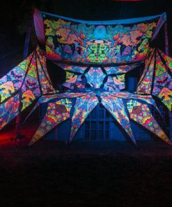 Hanuman-BKXX Psychedelic UV-Reactive DJ-Stage 27 UV-Petals and UV-Tapestry Set