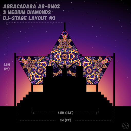 Abracadabra - AB-DM02 - Psychedelic UV-Reactive DJ-Stage 3 UV-Diamonds Set - Layout #3