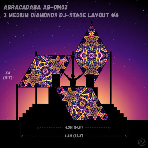 Abracadabra - AB-DM02 - Psychedelic UV-Reactive DJ-Stage 3 UV-Diamonds Set - Layout #4