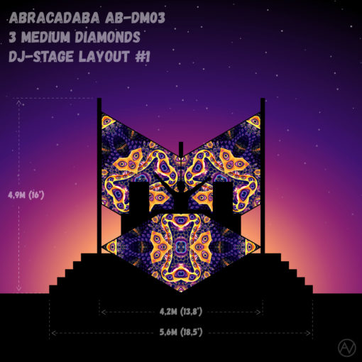 Abracadabra - AB-DM03 - Psychedelic UV-Reactive DJ-Stage 3 UV-Diamonds Set - Layout #1