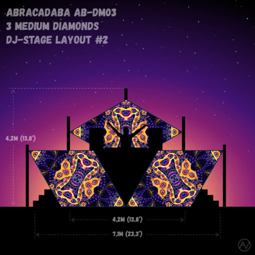 Abracadabra - AB-DM03 - Psychedelic UV-Reactive DJ-Stage 3 UV-Diamonds Set - Layout #2