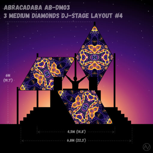 Abracadabra - AB-DM03 - Psychedelic UV-Reactive DJ-Stage 3 UV-Diamonds Set - Layout #4