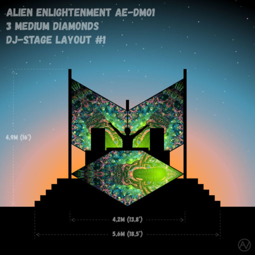 Alien Enlightenment - AE-DM01 - Psychedelic UV-Reactive DJ-Stage 3 UV-Diamonds Set - Layout #1