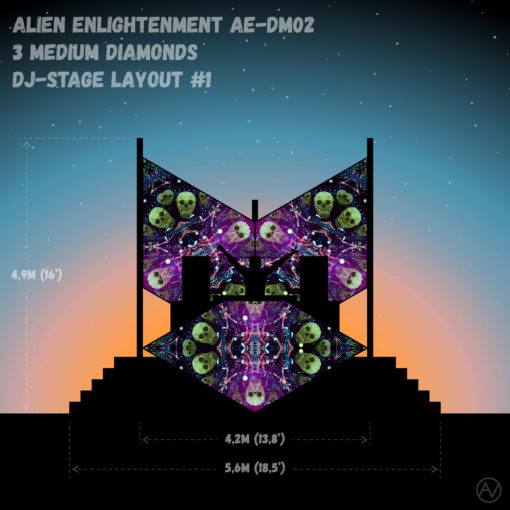Alien Enlightenment - AE-DM01 - Psychedelic UV-Reactive DJ-Stage 3 UV-Diamonds Set - Layout #1