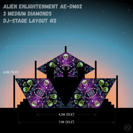 Alien Enlightenment - AE-DM01 - Psychedelic UV-Reactive DJ-Stage 3 UV-Diamonds Set - Layout #2