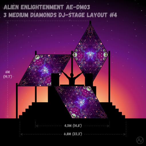 Alien Enlightenment - AE-DM03 - Psychedelic UV-Reactive DJ-Stage 3 UV-Diamonds Set - Layout #4
