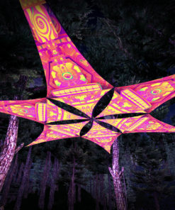 DMTemple - Psychedelic UV-Reactive Ceiling Decoration Canopy 6 Petals - 3D-Preview