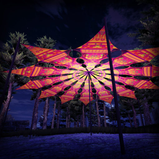 DMTemple - Psychedelic UV-Reactive Ceiling Decoration Canopy 12 Petals - 3D-Preview