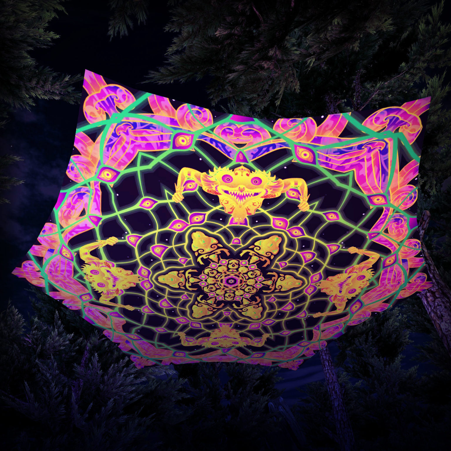 LB-HX01- UV-Hexagon - Psychedelic UV-Reactive Ceiling Decoration Element - 3D-Preview