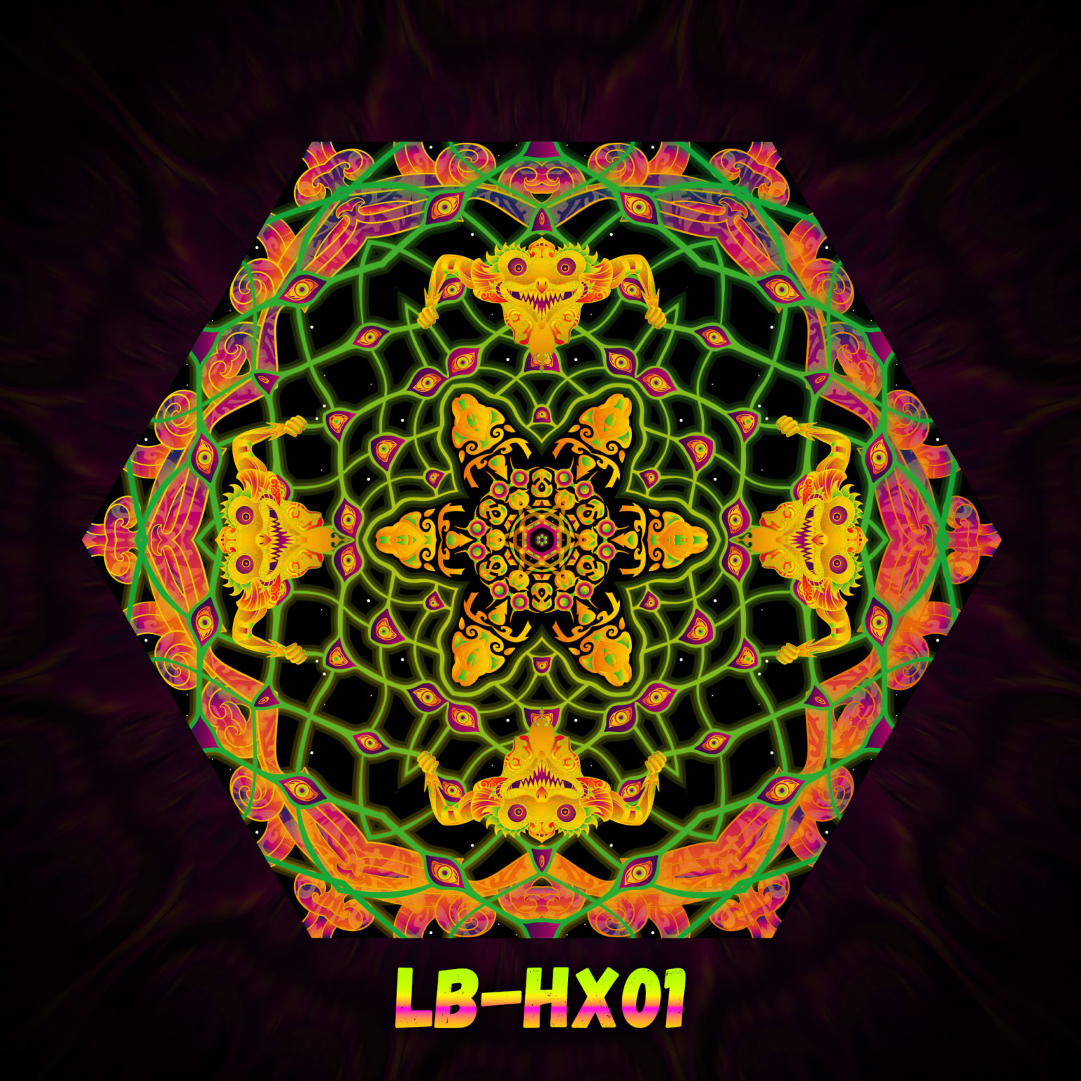 LB-HX01- UV-Hexagon - Psychedelic UV-Reactive Ceiling Decoration Element - Design Preview