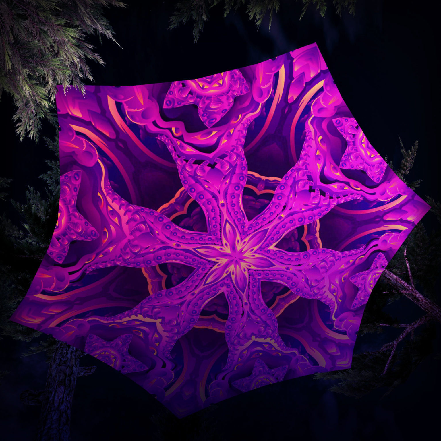 LB-HX03- UV-Hexagon - Psychedelic UV-Reactive Ceiling Decoration Element - 3D-Preview