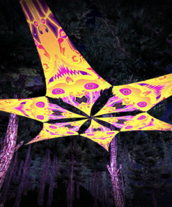 Smiling Garuda - Psychedelic UV-Reactive Ceiling Decoration Canopy 6 Petals - 3D-Preview