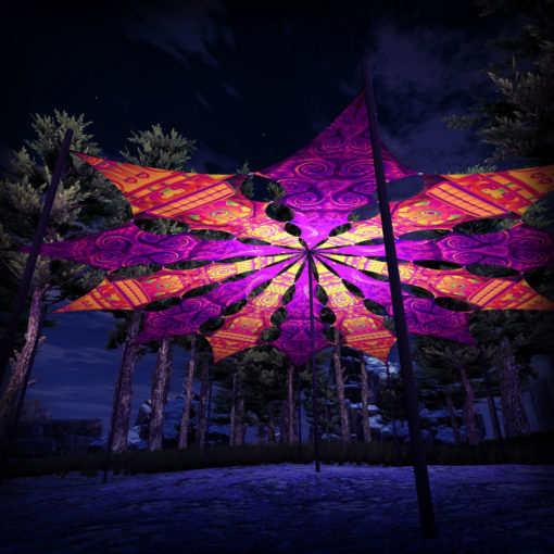 DMTemple and Sacred Vine - Psychedelic UV-Reactive Ceiling Decoration Canopy 12 Petals - 3D-Preview