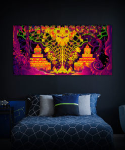 "Let it Be" - UV-Reactive Trippy Tapestry Backdrop - Interior Preview