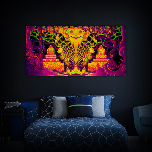 "Let it Be" - UV-Reactive Trippy Tapestry Backdrop - Interior Preview