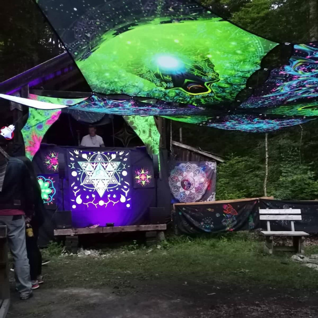UV-Decorations at Psycedelic Freaquency's trance party in Germany