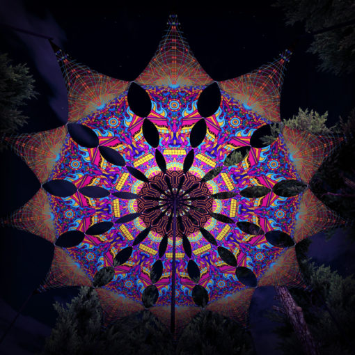 Geoshroom - Psychedelic UV-Reactive Ceiling Decoration Canopy 12 Petals - 3D-Preview