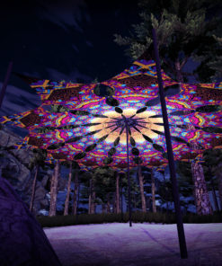 Spirit Monkey - Psychedelic UV-Reactive Ceiling Decoration Canopy 12 Petals - 3D-Preview