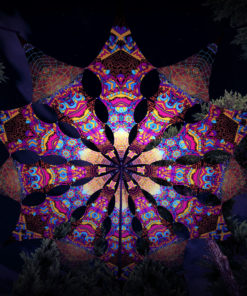 Spirit Monkey & Tippy Pillar - Psychedelic UV-Reactive Ceiling Decoration Canopy 12 Petals - 3D-Preview