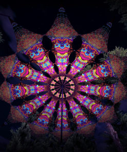 Trippy Pillar - Psychedelic UV-Reactive Ceiling Decoration Canopy 12 Petals - 3D-Preview