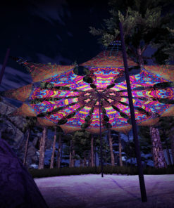 Trippy Pillar & Geoshroom - Psychedelic UV-Reactive Ceiling Decoration Canopy 12 Petals - 3D-Preview