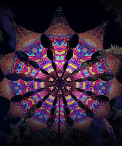 Trippy Pillar & Geoshroom - Psychedelic UV-Reactive Ceiling Decoration Canopy 12 Petals - 3D-Preview