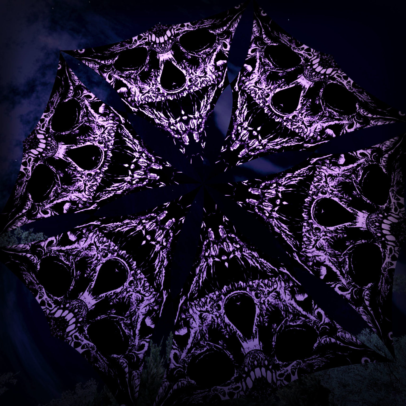Hell-o-Ween - HL-TR02 -Psychedelic Black&White Halloween Canopy - 6 triangles set -3D-Preview