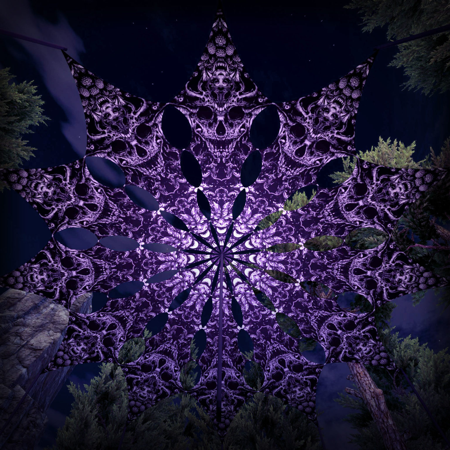 Helloween - Urzonuth -Psychedelic Black&White Canopy - 12 petals set -3D-Preview
