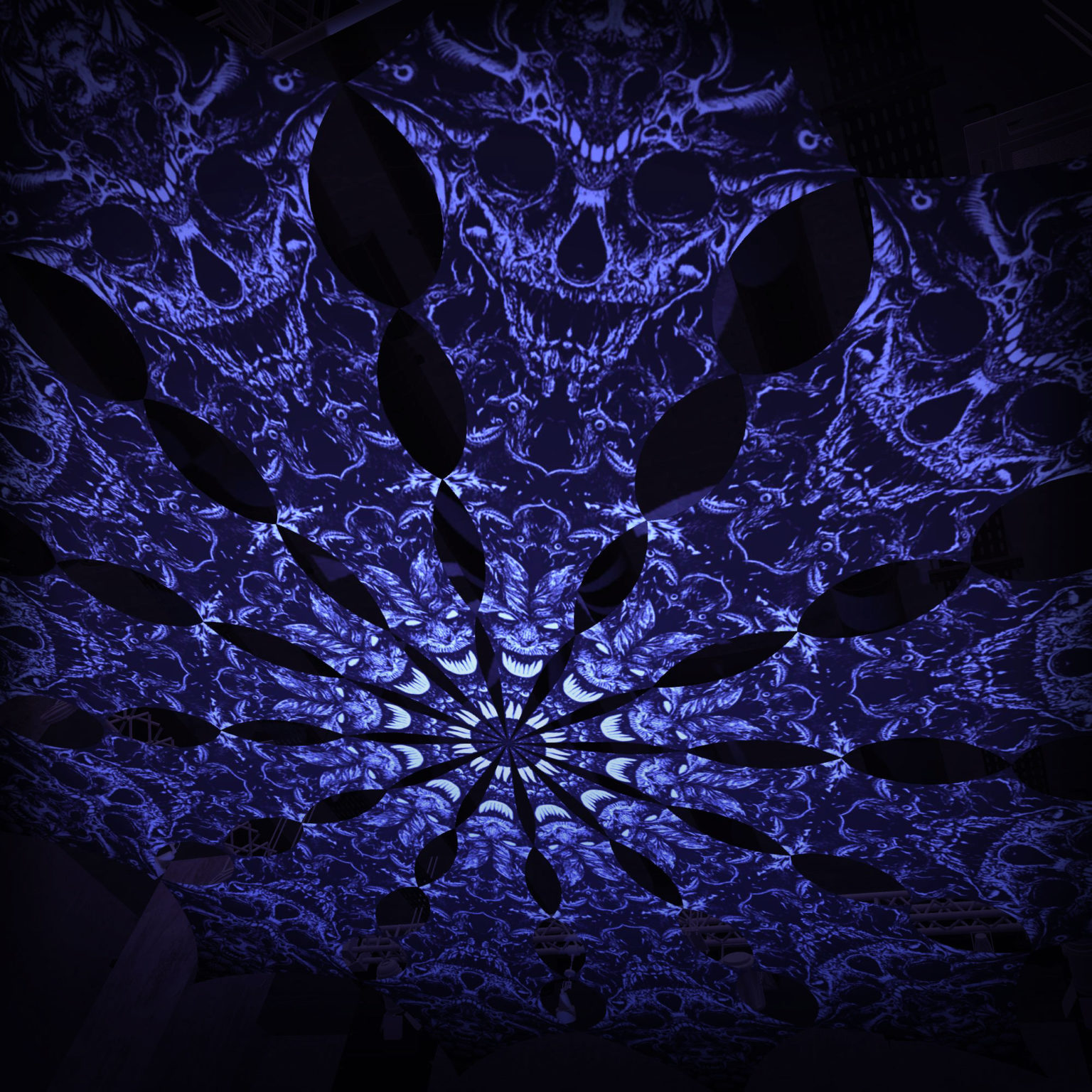 Helloween - Urzonuth -Psychedelic Black&White Canopy - 12 petals set - Large Size 11m diameter -3D-Preview in a club
