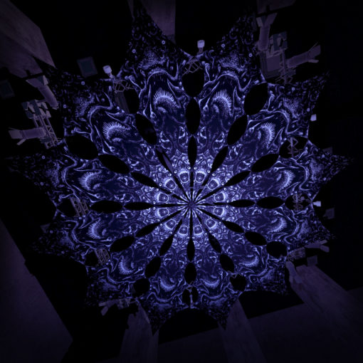 Helloween - Zinoleg -Psychedelic Black&White Canopy - 12 petals set - Large Size 11m diameter -3D-Preview in a club