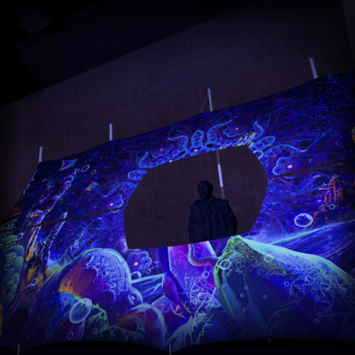 Epic Underwater Kingdom - DJ-booth - 3D-Preview - UV-Reactive Print on Lycra