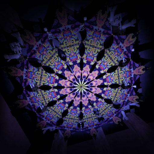 Lord Hanuman - Union -Psychedelic UV Canopy - 12 petals set - Large Size 11m diameter -3D-Preview in a club