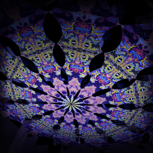 Lord Hanuman - Union -Psychedelic UV Canopy - 12 petals set - Large Size 11m diameter -3D-Preview in a club