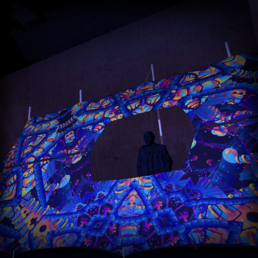 Cyber Venus - DJ-booth - 3D-Preview - UV-Reactive Print on Lycra
