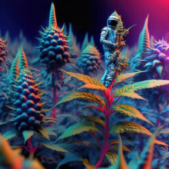 Marijuana Astronaut V1 - Trippy Tapestry - Colorful UV Stoner Backdrop Psychedelic UV-Reactive Fluorescent Wall Art