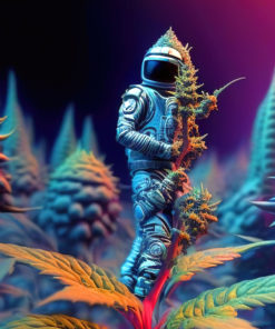 Marijuana Astronaut V1 - Trippy Tapestry - Colorful UV Stoner Backdrop Psychedelic UV-Reactive Fluorescent Wall Art - Details 01