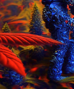 Marijuana Astronaut V2 - Trippy Tapestry - Colorful UV Stoner Backdrop Psychedelic UV-Reactive Fluorescent Wall Art - Details 02