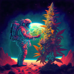 Marijuana Astronaut V3 - Trippy Tapestry - Colorful UV Stoner Backdrop Psychedelic UV-Reactive Fluorescent Wall Art