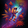 Marijuana Astronaut V5 - Trippy Tapestry - Colorful UV Stoner Backdrop Psychedelic UV-Reactive Fluorescent Wall Art