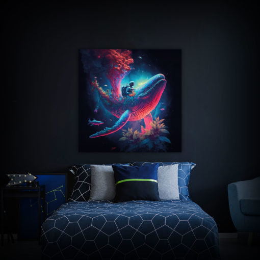 Marijuana Astronaut V6 - Trippy Tapestry - Colorful UV Stoner Backdrop Psychedelic UV-Reactive Fluorescent Wall Art - Bedroom Preview - Regular Light