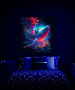 Marijuana Astronaut V6 - Trippy Tapestry - Colorful UV Stoner Backdrop Psychedelic UV-Reactive Fluorescent Wall Art - Bedroom Preview - UV Light