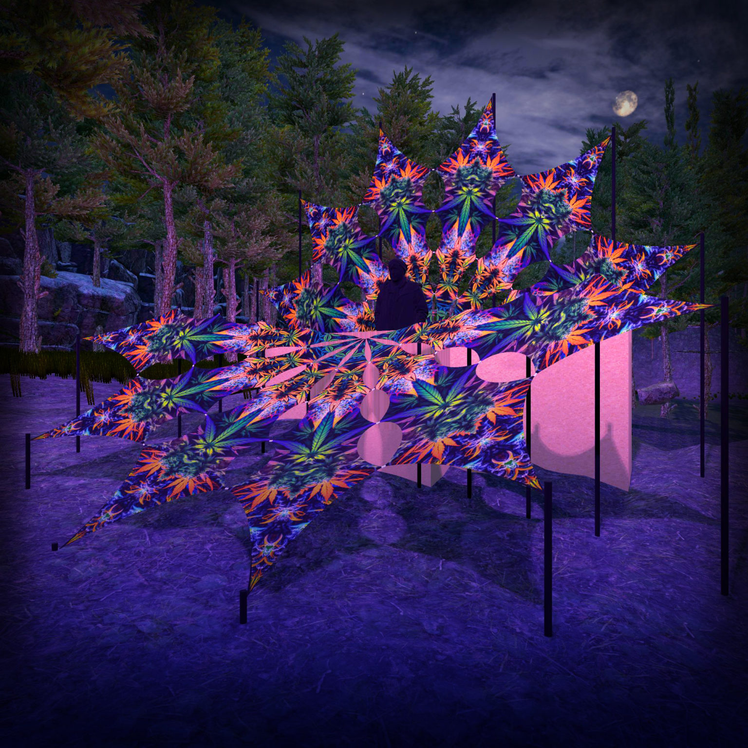 Herbal Harmony - Orange Storm -Psychedelic UV DJ-Stage - 12 petals set - 3D-Preview