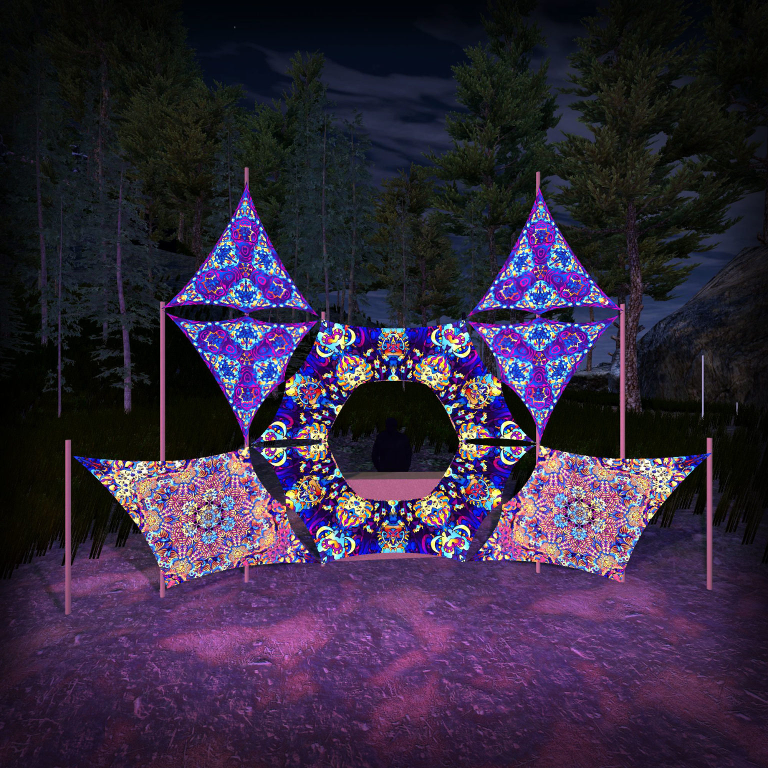 Kali in Acidland - KL-DN04 - Donut DJ-Stage - Psychedelic UV-Reactive Decoration - 3D-Preview